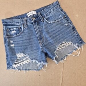 Abercrombie & Fitch Mid Rise Boyfriend Jean Short Women's 26 / 2  Thrashed Denim